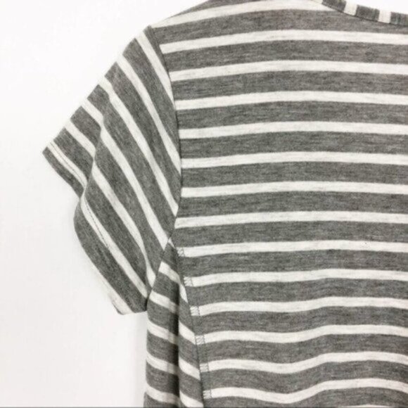 Poof | Grey & White Stripe Pattern Short Sleeves Top Size Medium - Picture 5 of 7